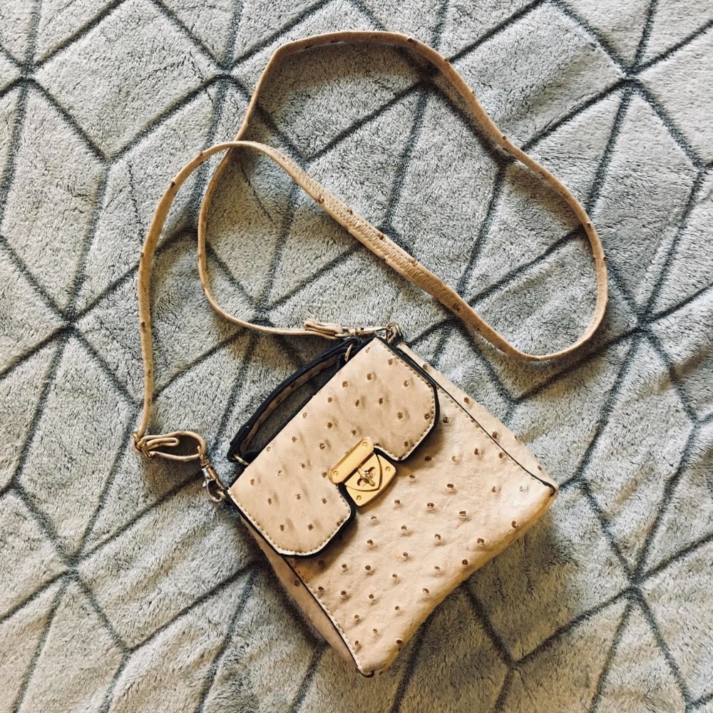 Noelle Mini Ostrich Crossbody Bag